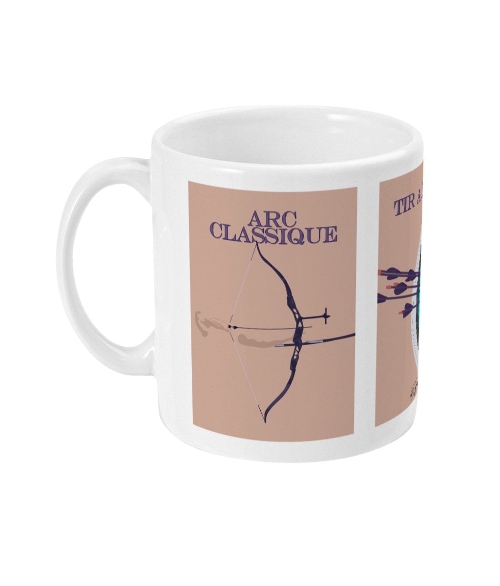 Tasse ou mug tir à l'arc "La cible, le classique et l'arc à poulie" - personnalisable