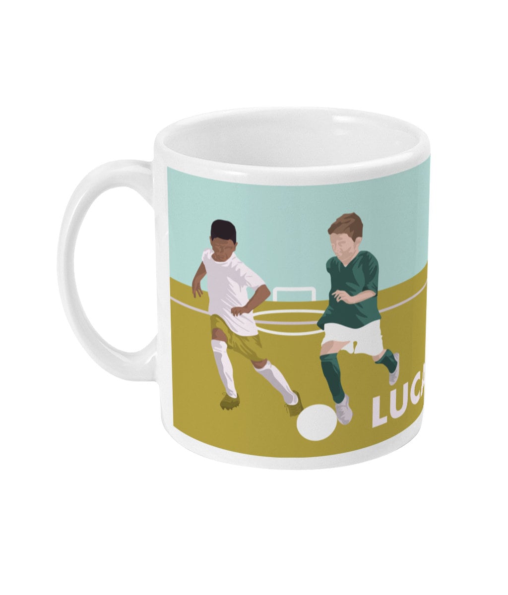 Tasse ou mug football "Les deux footballeurs" - personnalisable