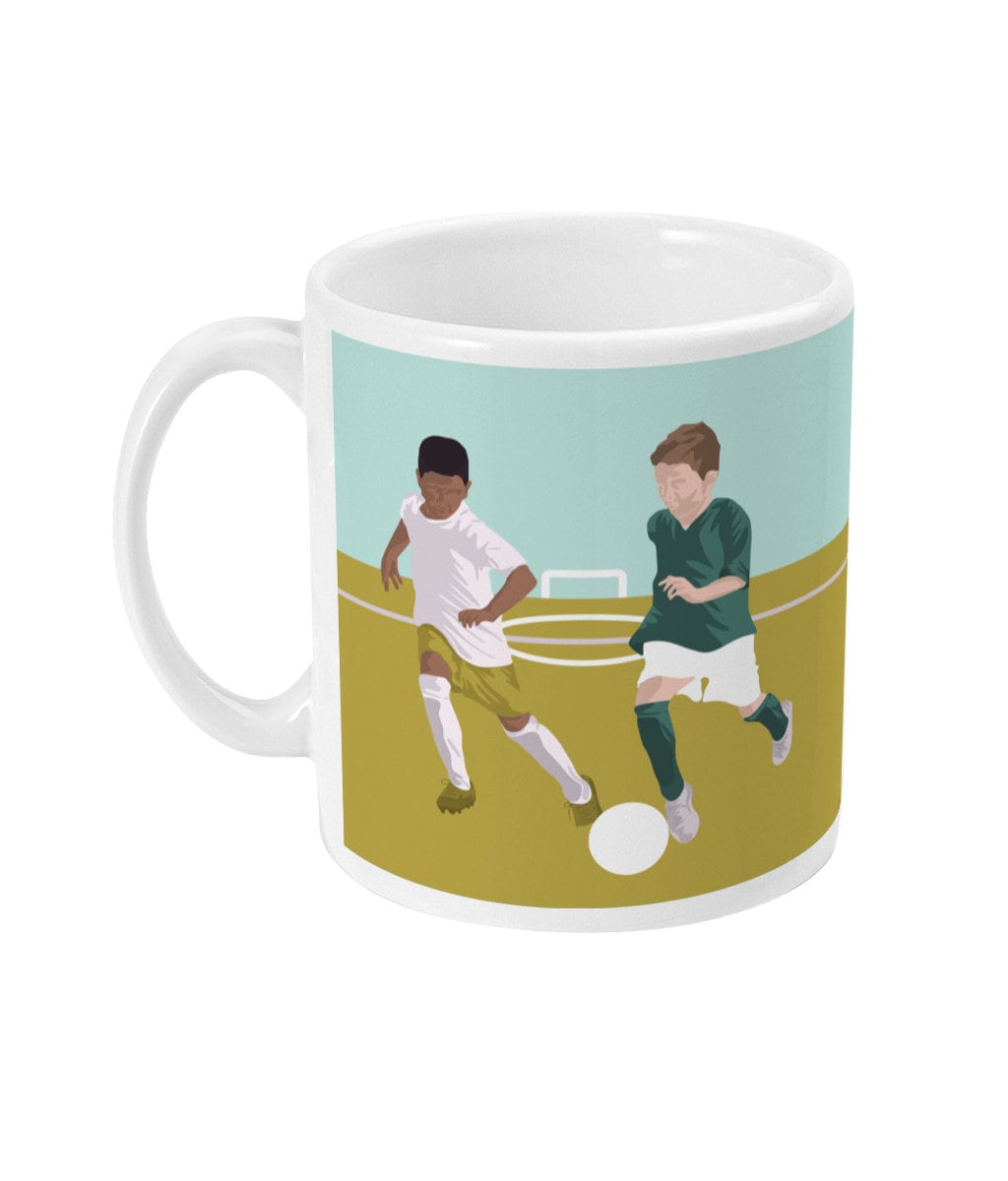 Fußballtasse oder Tasse „Die zwei Fußballer“ – personalisierbar