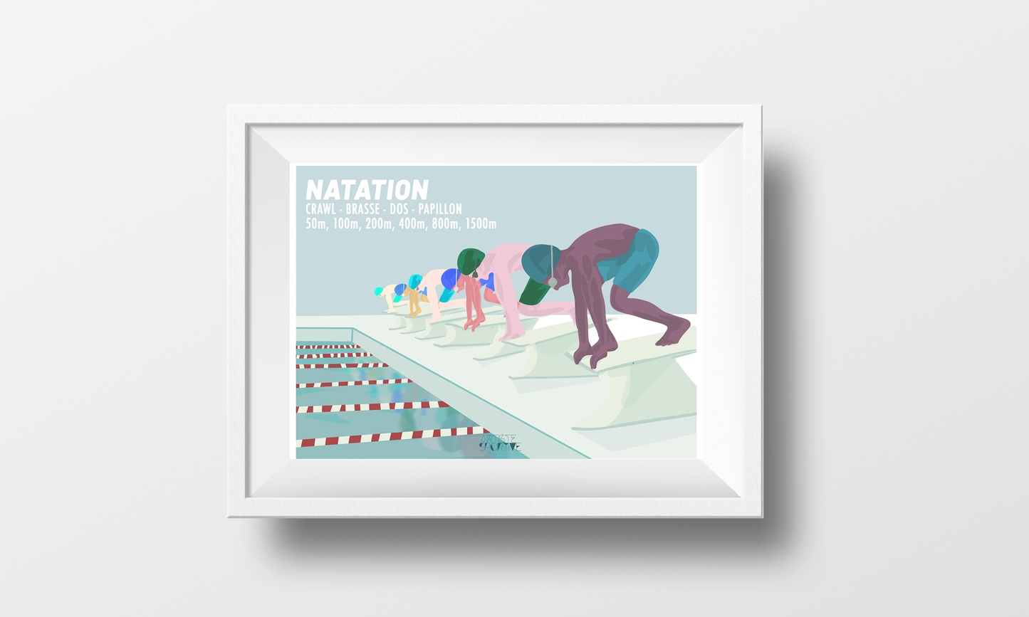 Affiche Natation "Le départ des garçons"