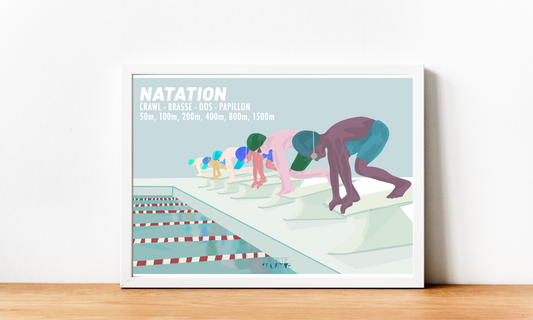 Affiche Natation "Le départ des garçons"