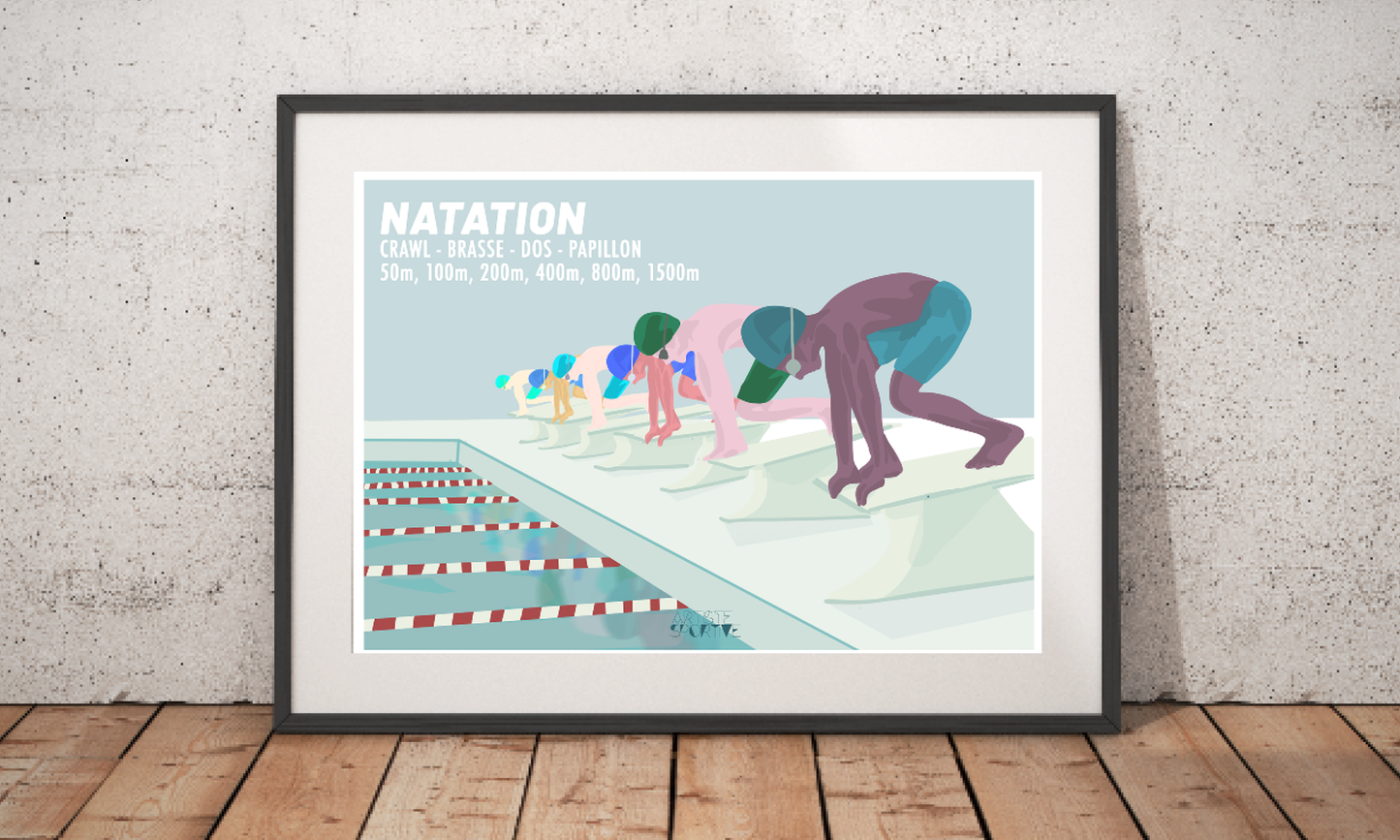 Affiche Natation "Le départ des garçons"