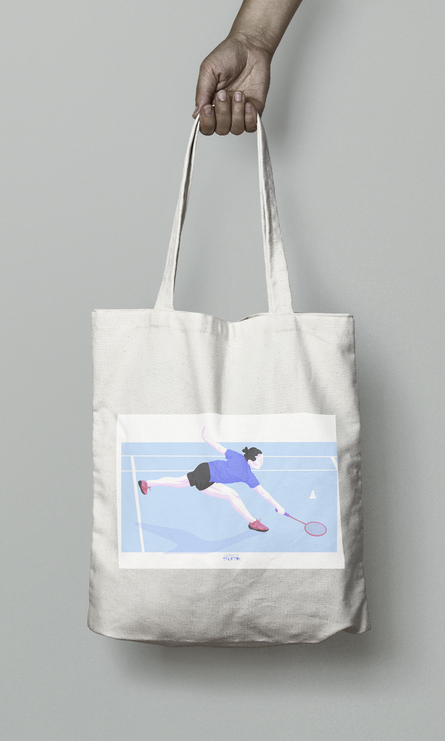 Tote bag or bag "Badminton player"