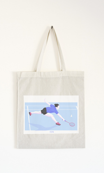 Tote bag or bag "Badminton player"