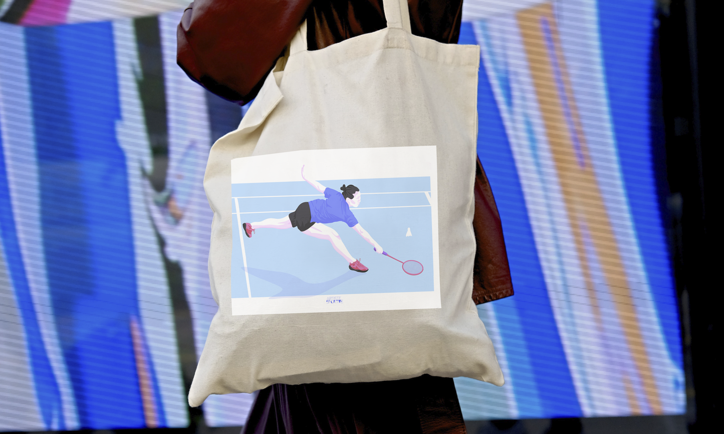 Tote bag or bag "Badminton player"