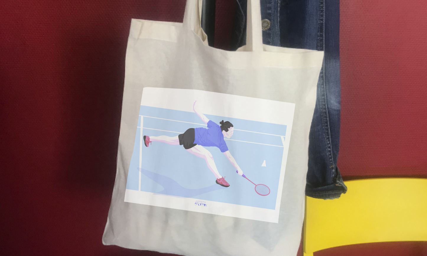 Tote bag ou sac "Joueuse de badminton "