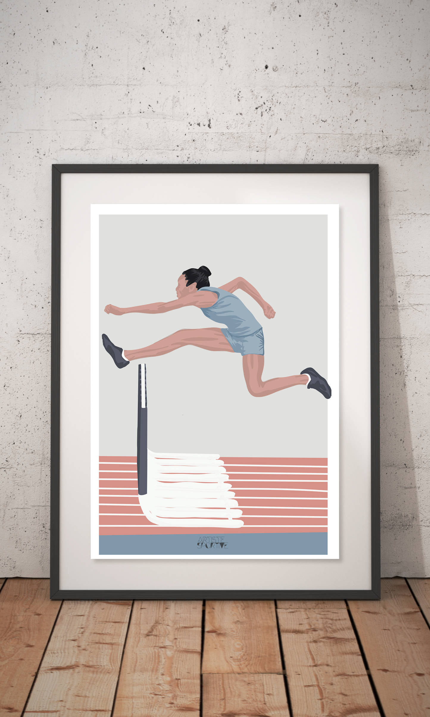 Affiche athlétisme "Saut haie femme"
