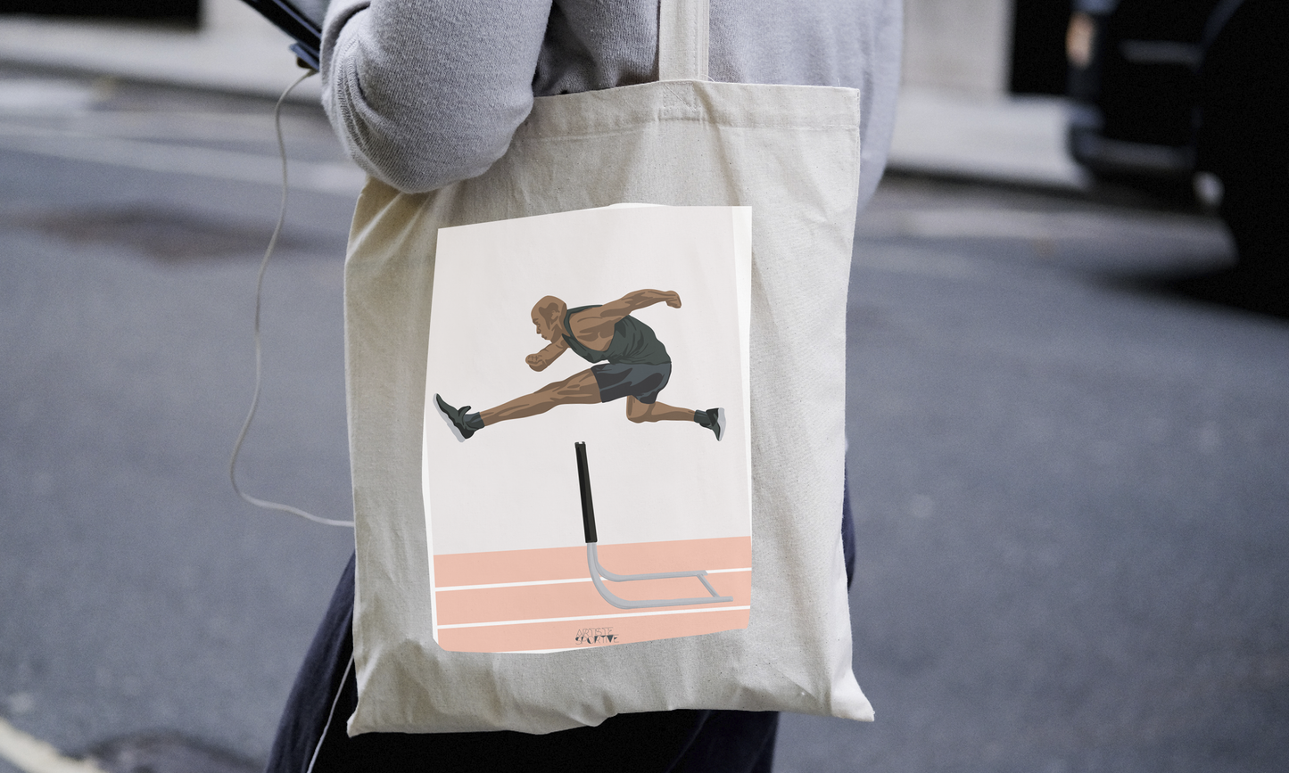 Tote bag or athletic bag "men's hurdle jump"