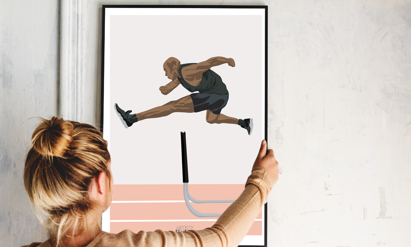 Athletics poster "Men's hurdle jump"