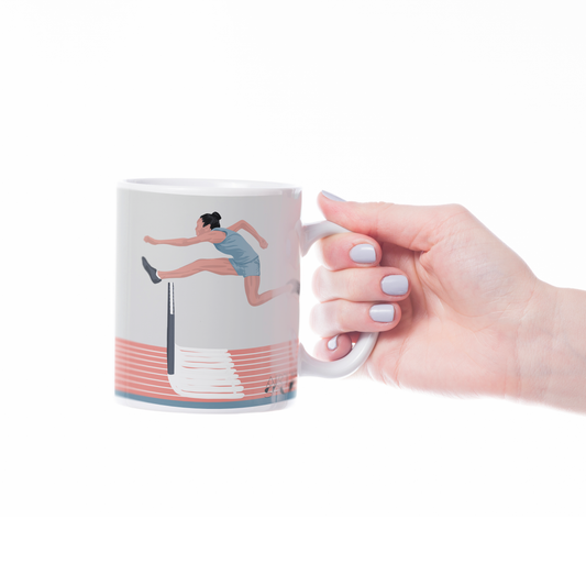 Athletics cup or mug "Women's hurdle jump" - Customizable