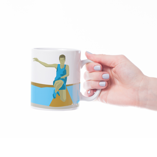 Men's athletic jump mug to personalize | Athletics Mug | Sports Artist