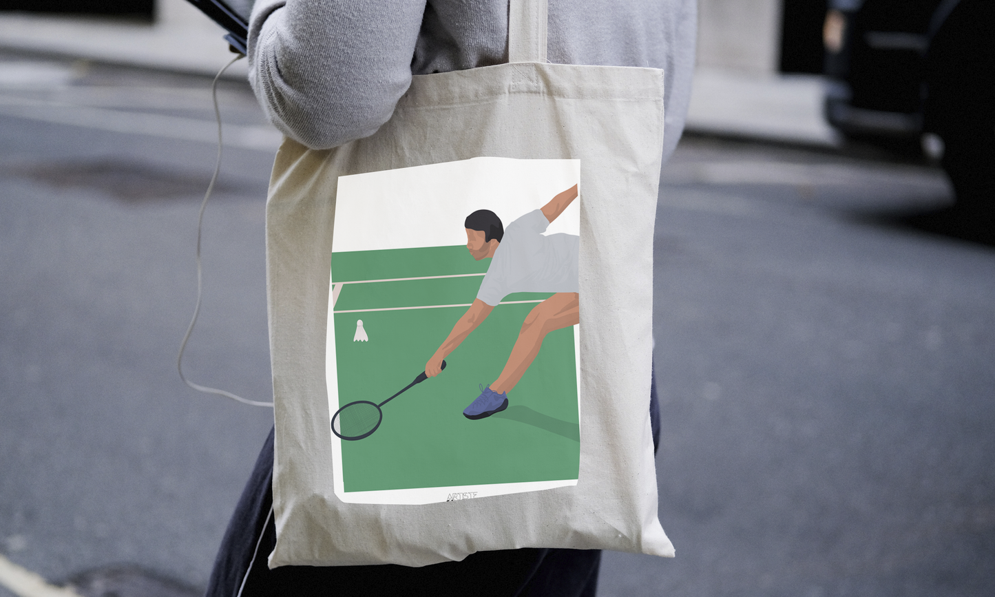 Tote bag ou sac "Joueur de badminton "