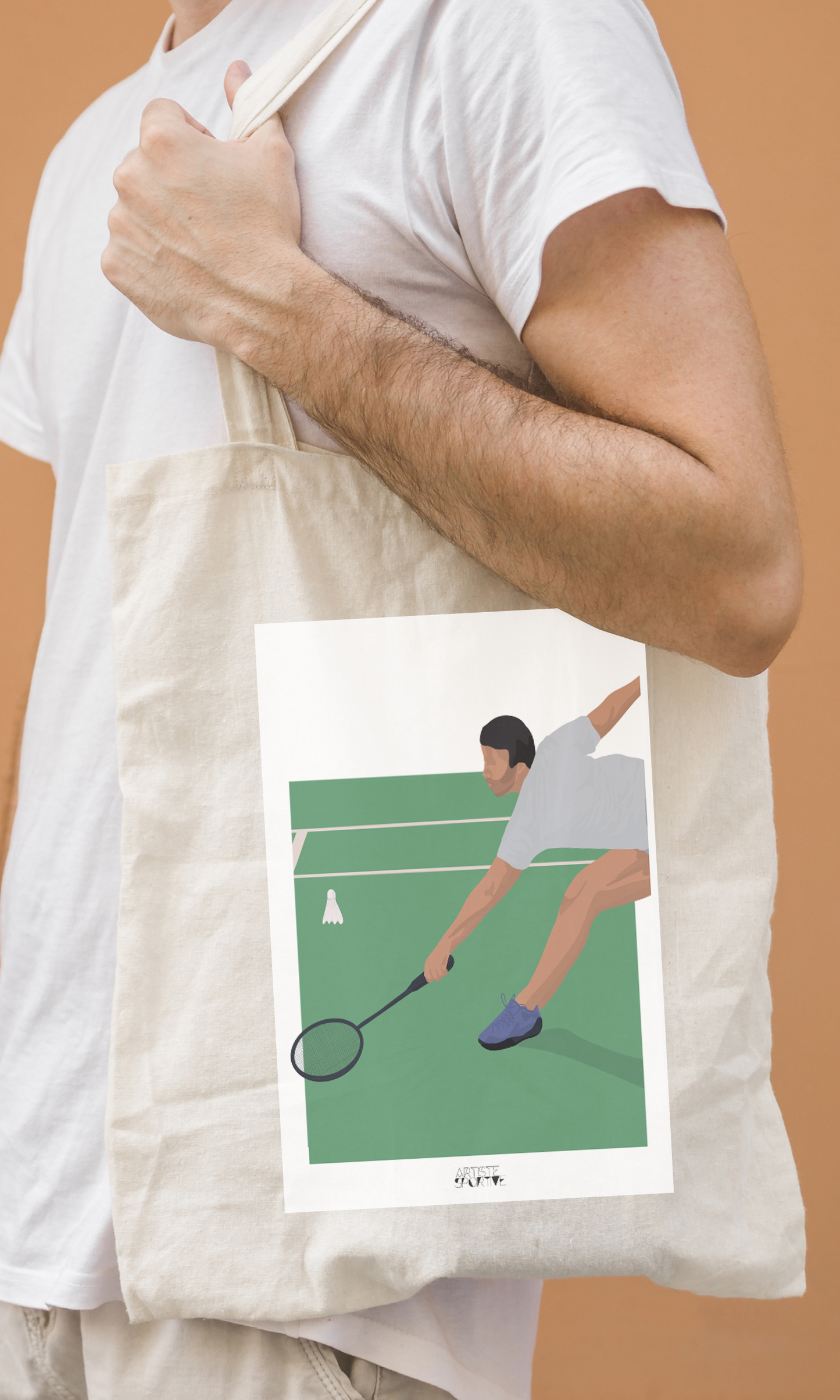 Tote bag ou sac "Joueur de badminton "