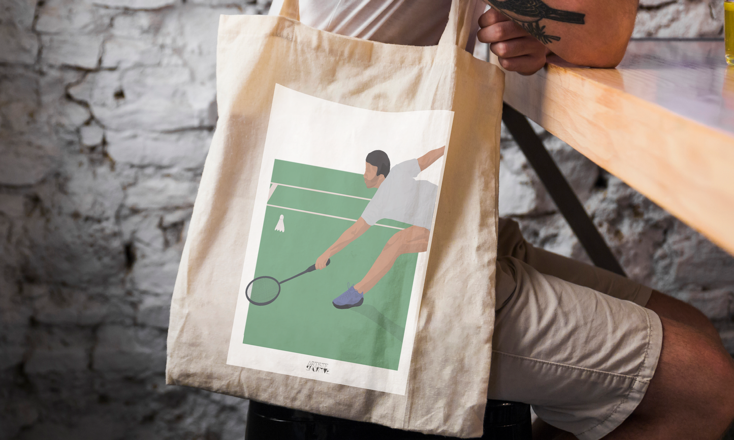 Tote bag ou sac "Joueur de badminton "