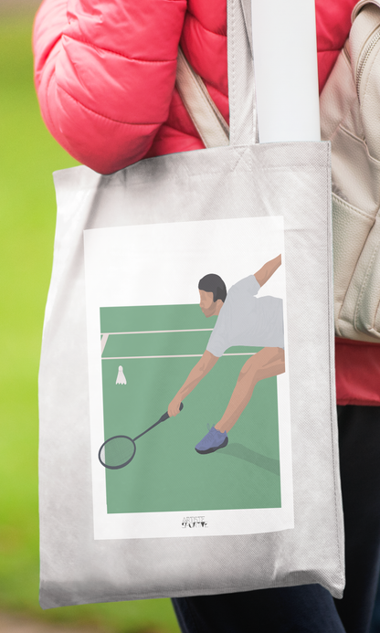 Tote bag ou sac "Joueur de badminton "