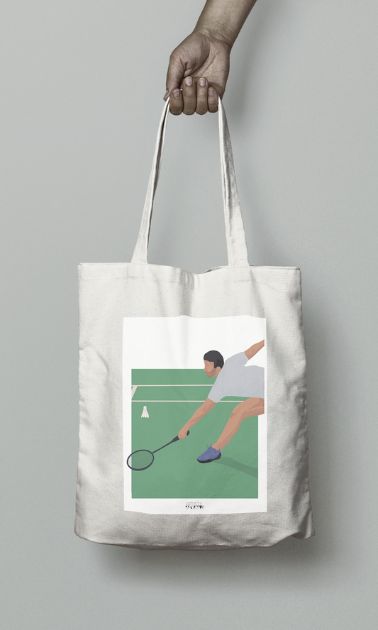 Tote bag ou sac "Joueur de badminton "